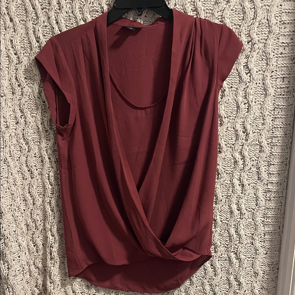 Halogen Deep Red Drape Front Blouse - image 1